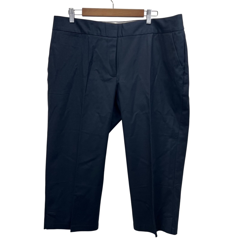 Lands End Women 18W Black Straight Leg Cropped Pants Cotton Blend Stretch Casual